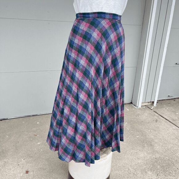 Vintage 50s Lady Copley Purple Plaid Light-Weight Wool Skirt Union Made - Picture 8 of 9